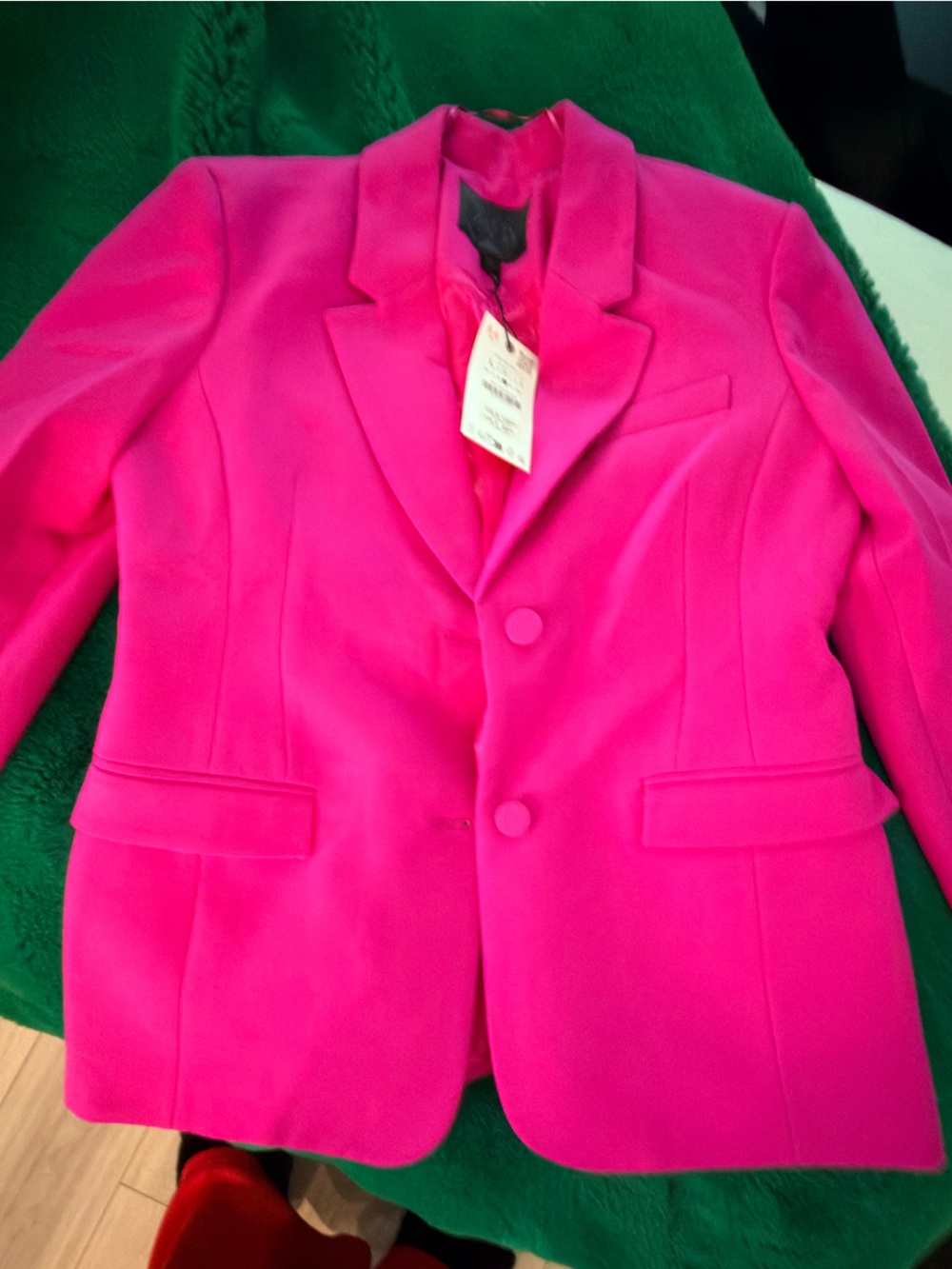Zara Vibrant Hot Pink Tailored Blazer